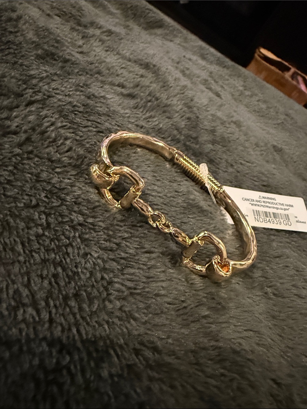 Gold Horsebit hinged Bangle Bracelet - Women Jewelry